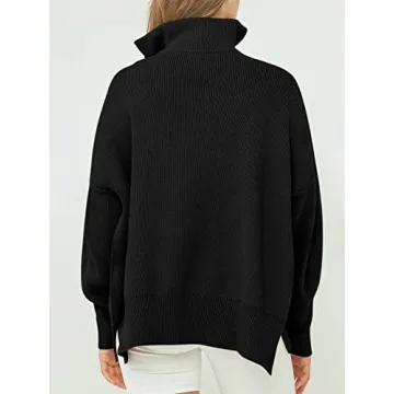 Stylish ANRABESS Women's Oversized Quarter Zip Sweater