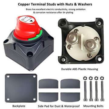 Battery Disconnect Switch Master, 12V-48V Waterproof Power Isolator On-Off Kill Switch 275Amps High ...