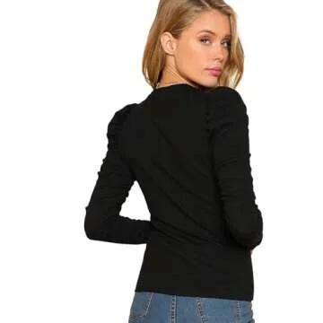 Floerns Soft Puff Sleeve Casual T-Shirt Top for Women