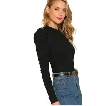 Floerns Soft Puff Sleeve Casual T-Shirt Top for Women