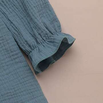 Arleysh Toddler Baby Girls Clothes Cotton Linen Button Dresses Outfits Cute Ruffle Princess Party Dress Long Sleeve Fall Dress (Green, 3-4T)