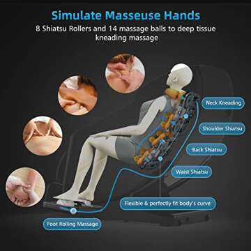 COMFIER Full Body Massage Chair,Massage Recliner Chair, Zero Gravity,Shiatsu Deep Kneading, 6 Auto Program,Air Compression,Heat,Bluetooth Speaker,Rolling,Chair Massager, Black