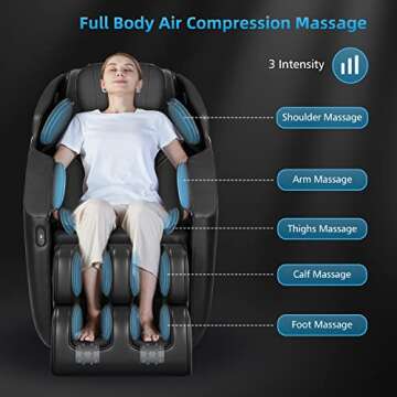 COMFIER Full Body Massage Chair,Massage Recliner Chair, Zero Gravity,Shiatsu Deep Kneading, 6 Auto Program,Air Compression,Heat,Bluetooth Speaker,Rolling,Chair Massager, Black