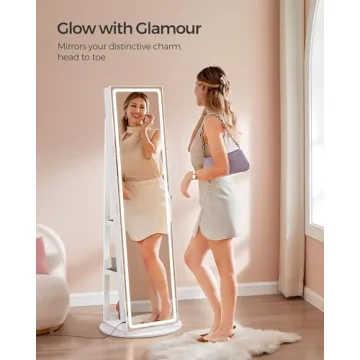 SONGMICS LED Jewelry Cabinet with Full-Length Mirror