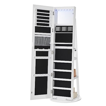SONGMICS LED Jewelry Cabinet with Full-Length Mirror