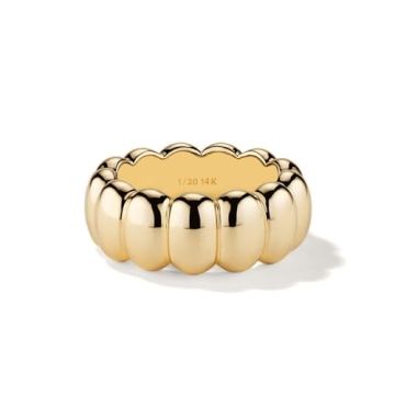 NOKMIT Chunky Gold Statement Rings for Women 14K Gold Filled Cute Puffy Dome Croissant Thumb Band Hi...