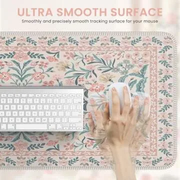 iCasso Pink Floral XXL Desk Mat - Large Mouse Pad for Women