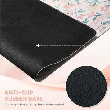 iCasso Pink Floral XXL Desk Mat - Large Mouse Pad for Women