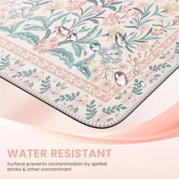 iCasso Pink Floral XXL Desk Mat - Large Mouse Pad for Women