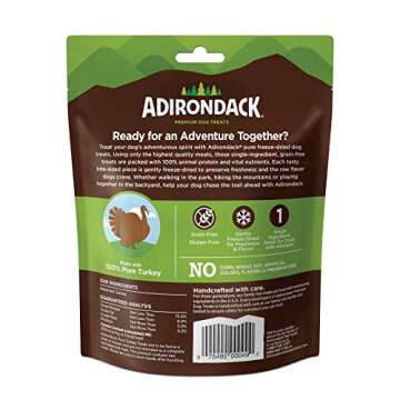 Adirondack Grain Free Dog Treats Made in USA Only, Single Ingredient, Freeze Dried Dog Treats, Pure ...
