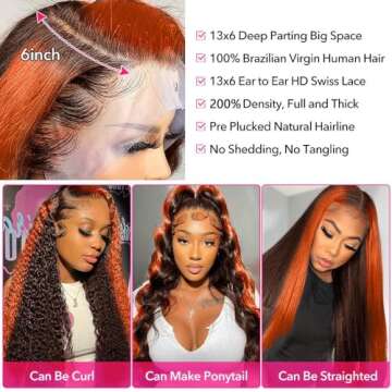 Stylish 13x6 Lace Front Wigs Human Hair - Ginger Ombre