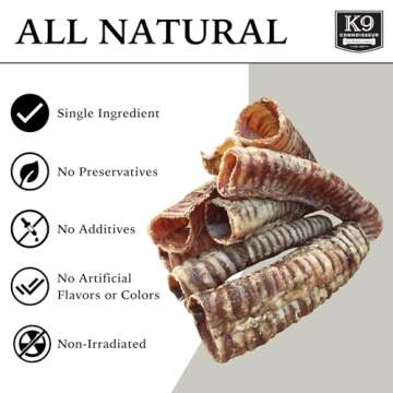 K9 Connoisseur Beef Trachea Dog Chews Single Ingredient Dog Treat, Beef Trachea for Dogs Made in USA...