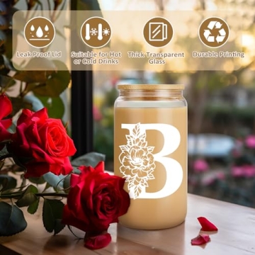 Coolife Initial Glass Cup - 16 oz Monogrammed Tumbler