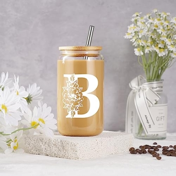 Coolife Initial Glass Cup - 16 oz Monogrammed Tumbler