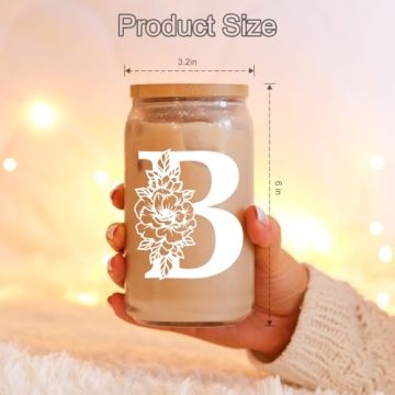 Coolife Initial Glass Cup - 16 oz Monogrammed Tumbler