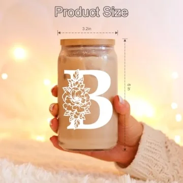 Coolife Initial Glass Cup - 16 oz Monogrammed Tumbler