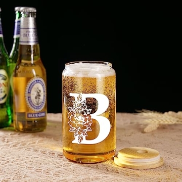 Coolife Initial Glass Cup - 16 oz Monogrammed Tumbler