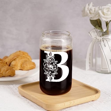 Coolife Initial Glass Cup - 16 oz Monogrammed Tumbler