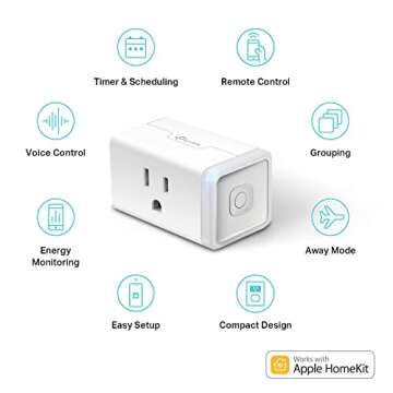 Kasa Smart KP125P2 Plug Mini 15A, Apple HomeKit Supported, Smart Outlet Works with Siri, Alexa & Google Home, No Hub Required, UL Certified, Scheduling, Timer, 2.4G WiFi Only, 2-Pack, White