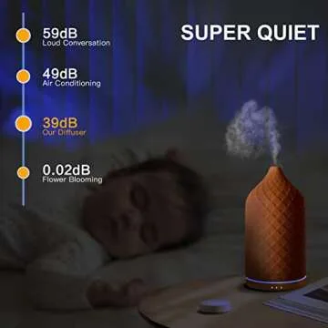 ZEIGGA LAB Essential Oil Diffuser for Home, Ceramic Aromatherapy Diffuser for Essential Oils, 120ml Oil Diffuser with Waterless Auto-Off and 7 LED Lights for Large Room Yoga Spa (Terracotta)