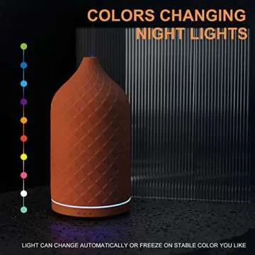 ZEIGGA LAB Essential Oil Diffuser for Home, Ceramic Aromatherapy Diffuser for Essential Oils, 120ml Oil Diffuser with Waterless Auto-Off and 7 LED Lights for Large Room Yoga Spa (Terracotta)