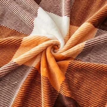 SOCHOW Buffalo Plaid Flannel Fleece Throw Blanket 50 x 60 Inches, Soft Lightweight Cozy All Season Orange Checkered Blanket for Bed, Couch, Car