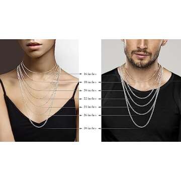 Miabella 925 Sterling Silver Italian 3mm Diamond-Cut Figaro Link Chain Necklace for Women, Made in Italy (Length 18 Inches (women's average length))