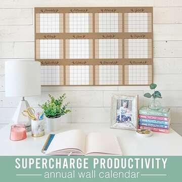 Hadley Designs Rustic 12 Month Dry Erase Calendar for Wall - Yearly 2025 Planner