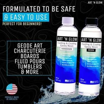 Art ‘N Glow Epoxy Resin for Clear Casting and Coating - 1 Gallon Kit - Perfect for Molds, Crafts, Tumblers, Jewelry, Wood - Food Safe, Bubble Free, and Made in The USA