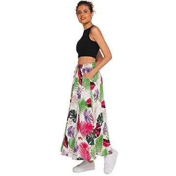 Elegant Women's Summer Boho Floral Maxi Skirt with Pockets