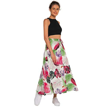 Elegant Women's Summer Boho Floral Maxi Skirt with Pockets