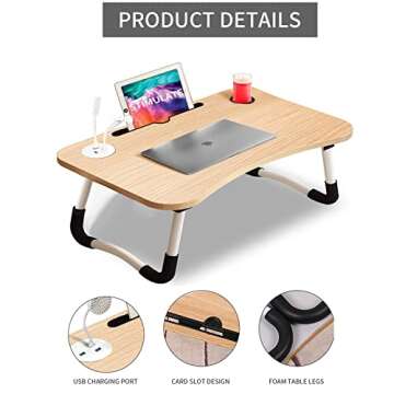 STIMULATE Laptop Lap Desk with LED Light and Cup Holder