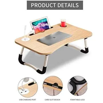 STIMULATE Laptop Lap Desk with LED Light and Cup Holder