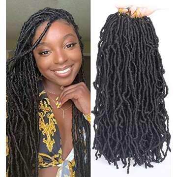Leeven 24 Inch Long Messy Faux Locs Crochet Braids Hair 7 Packs Natural Black Distressed Faux Soft L...