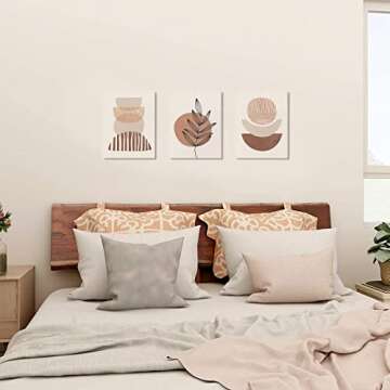 Minimalist Boho Wall Art Set of 3, Mid-Century Modern Wall Art, Bathroom, Office (12"x16")