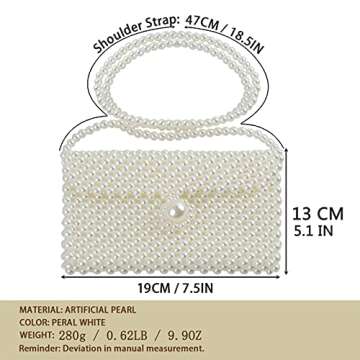 Hogoo Luxury White Pearl Purses Shoulder Bag for Women Pearl Bag Crossbody Beaded Clutch Evening Bag...