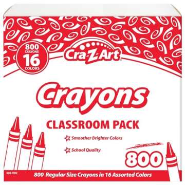 Cra-Z-art Crayon Bulk Class Pack 800ct 16 Assorted Colors Back To School Supply List Essential, Bulk Pack for School Supply Rooms and In Class For Teachers
