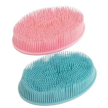 DNC Silicone Body Scrubber - Exfoliating Bath Body Brush 2 Pack for All Skin Types