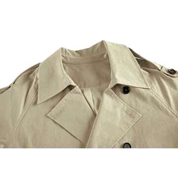 Makkrom Women's Double Breasted Trench Coat Windproof Classic Lapel Slim Overcoat with Belt