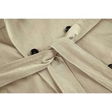Makkrom Women's Double Breasted Trench Coat Windproof Classic Lapel Slim Overcoat with Belt