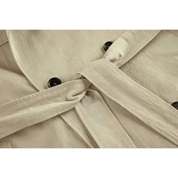 Makkrom Women's Double Breasted Trench Coat Windproof Classic Lapel Slim Overcoat with Belt