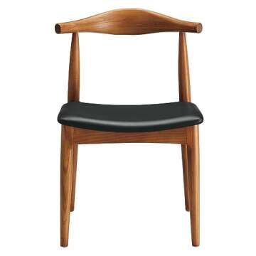 Modway Tracy Mid-Century Modern Wood and Faux Leather Upholstered Dining Chair in Black