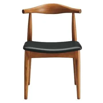 Modway Tracy Mid-Century Modern Wood and Faux Leather Upholstered Dining Chair in Black