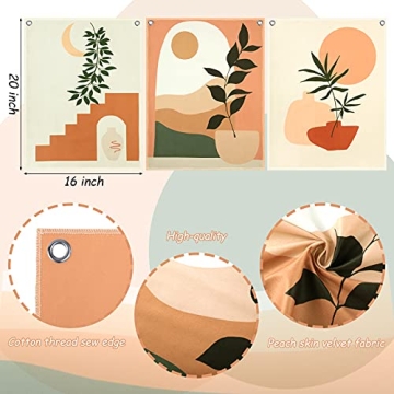 Irenare Boho Tapestry Set Sun Botanical Wall Art Decor