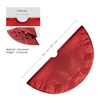 Uheng 36-inch Satin Christmas Tree Skirt Mat with Embroidery Sequined Border Xmas Christmas Holiday Party Decorations Large for Table Top Trees Indoor Outdoor (Wine Red)