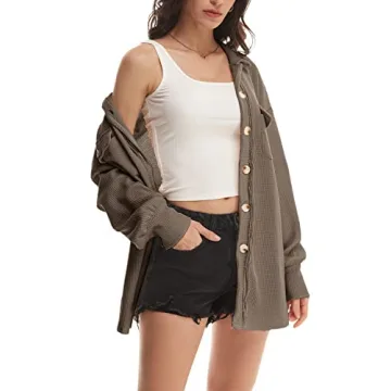 Nirovien Waffle Shirt Shacket for Women, Stylish Comfort