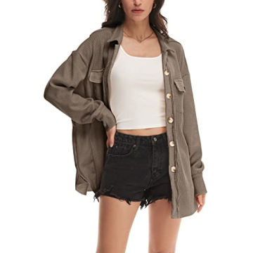 Nirovien Waffle Shirt Shacket for Women, Stylish Comfort