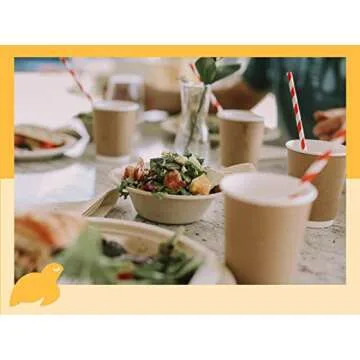 100% Compostable Paper Bowls [11.5oz 125 Pack] Soup Bowls, Pasta Bowls, Cereal, Salad, Ice Cream, Disposable Bamboo Small Bowls, Biodegradable, Unbleached by Earth's Natural Alternative