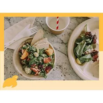 100% Compostable Paper Bowls [11.5oz 125 Pack] Soup Bowls, Pasta Bowls, Cereal, Salad, Ice Cream, Disposable Bamboo Small Bowls, Biodegradable, Unbleached by Earth's Natural Alternative