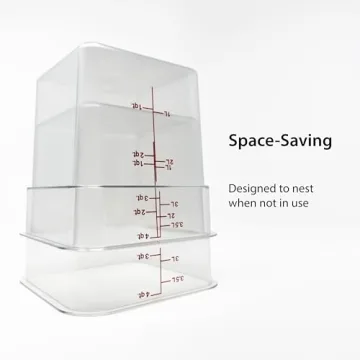 Cambro 4 QT (Quart) Square Food Storage Container with Greeen Lid (2 Pack) - Classic Series (Clear)